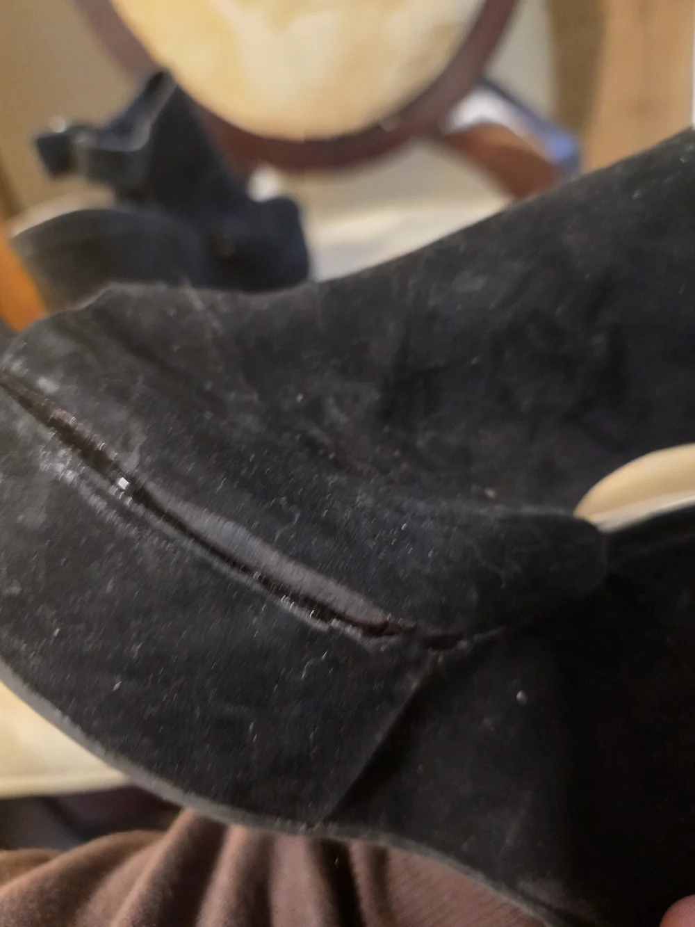 Carlos by Carlos Santana Black Suede Wedge Peep-Toe Slingback
